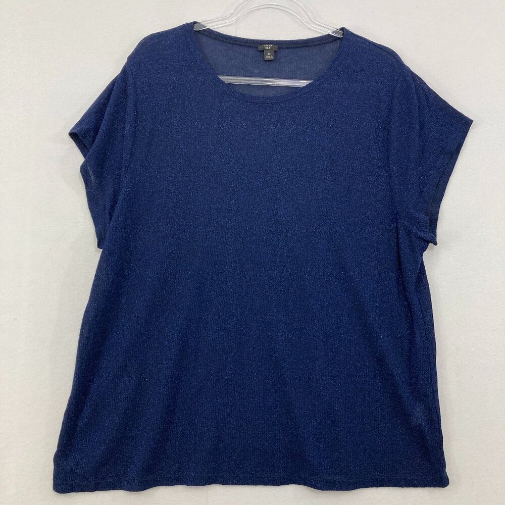 J. Crew 365 size 3X Navy Stretch Sparkling Short Sleeve Tee Comfy Casual
